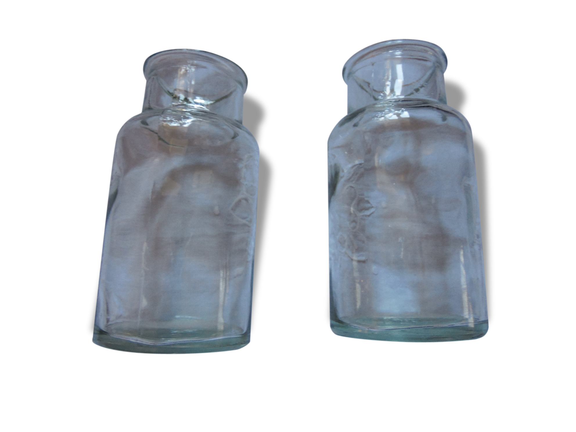 2 apothecary pots, chemistry, glass