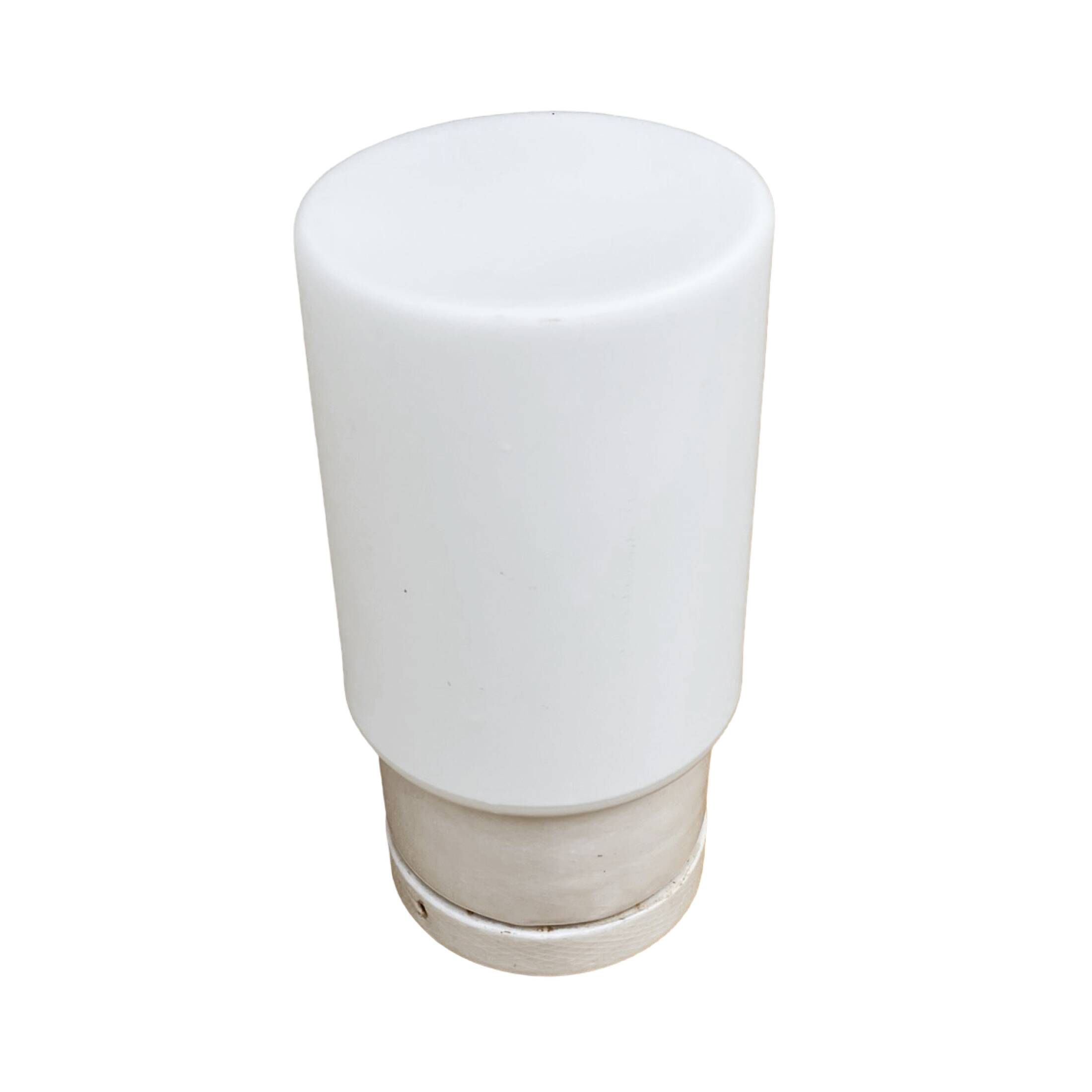 Industrial wall lamp, glass cylinder, white, 01B Elpor, Poland, 1970s.