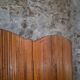 Large French folding screen in pine, room divider, 1950s, attributed to Baumann.