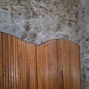 Large French folding screen in pine, room divider, 1950s, attributed to Baumann.