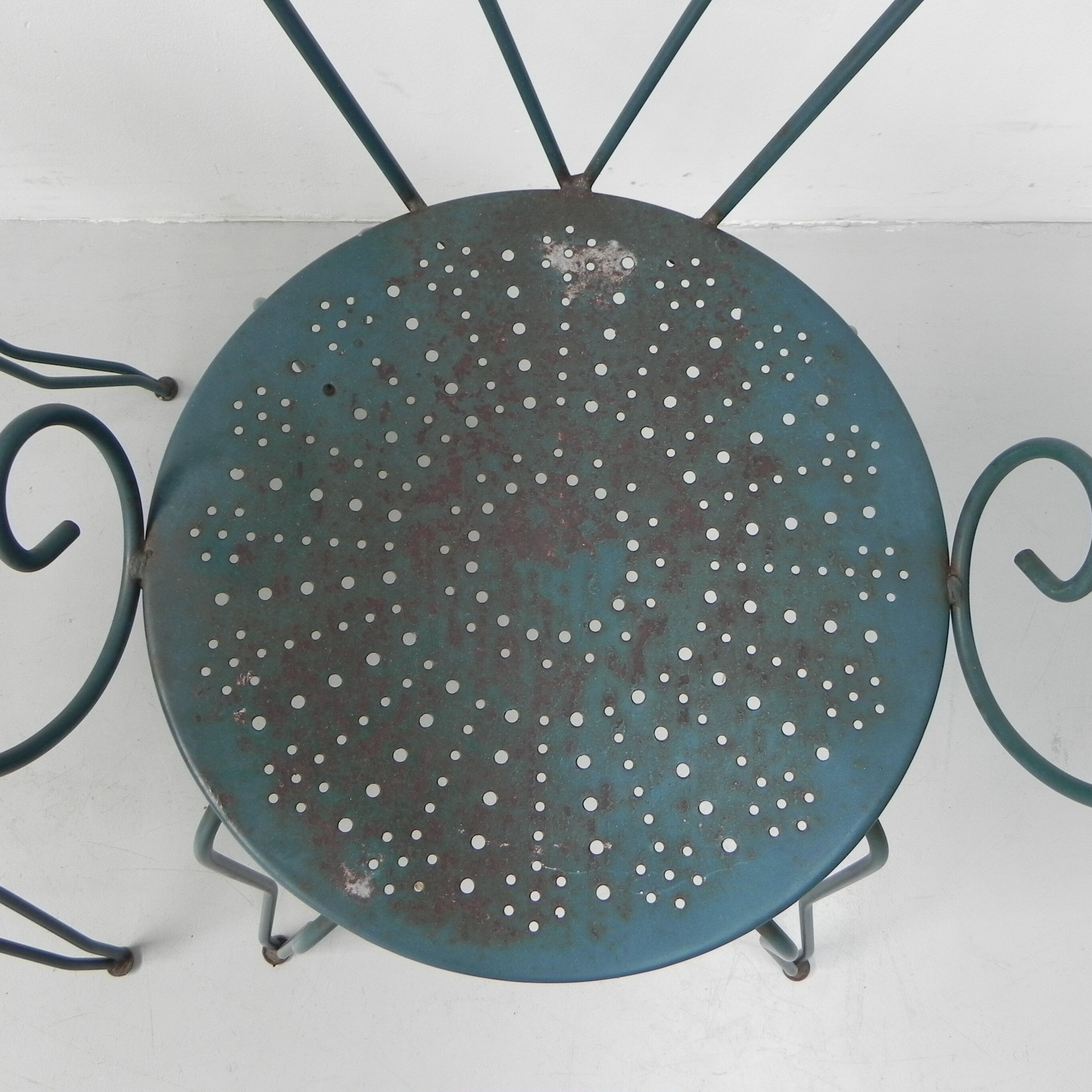 Ensemble de 4 chaises de jardin vintage en acier