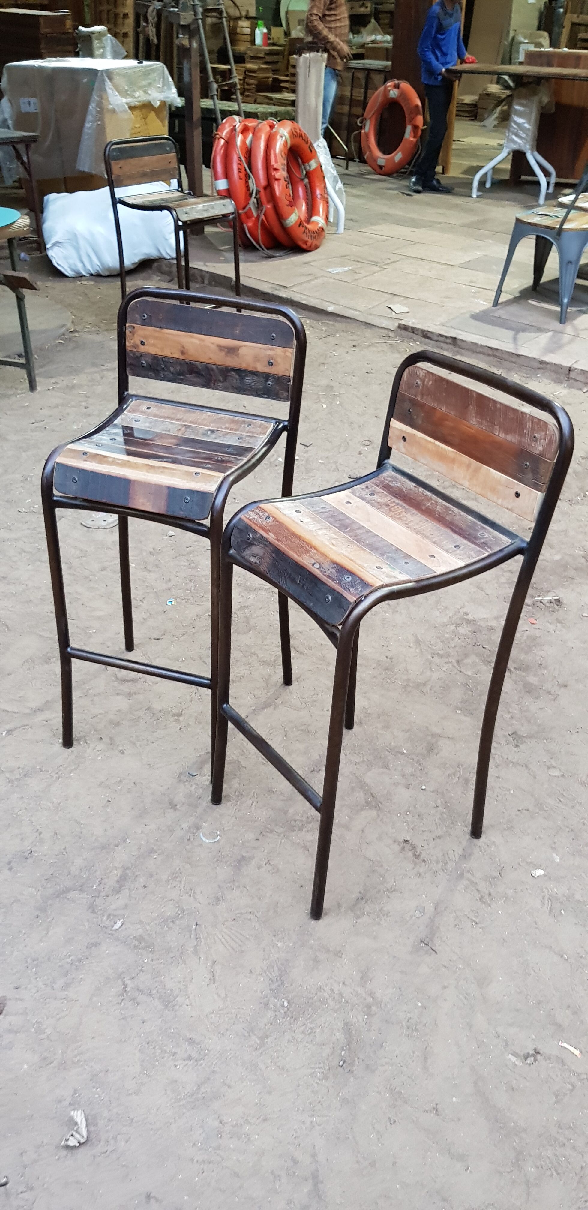 Chaise-tabouret de bar en bois+métal