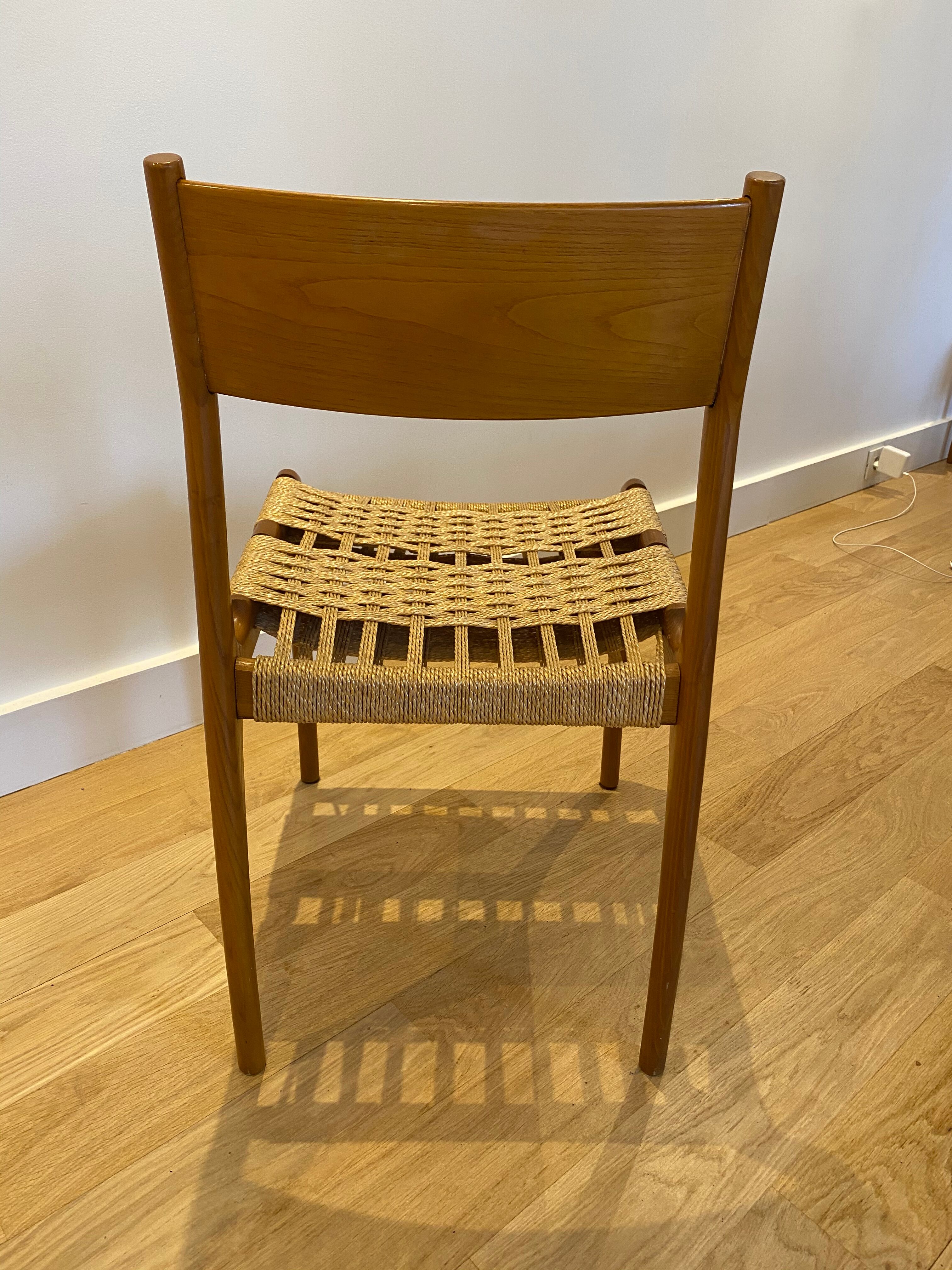 6 chaises vintage bois et corde