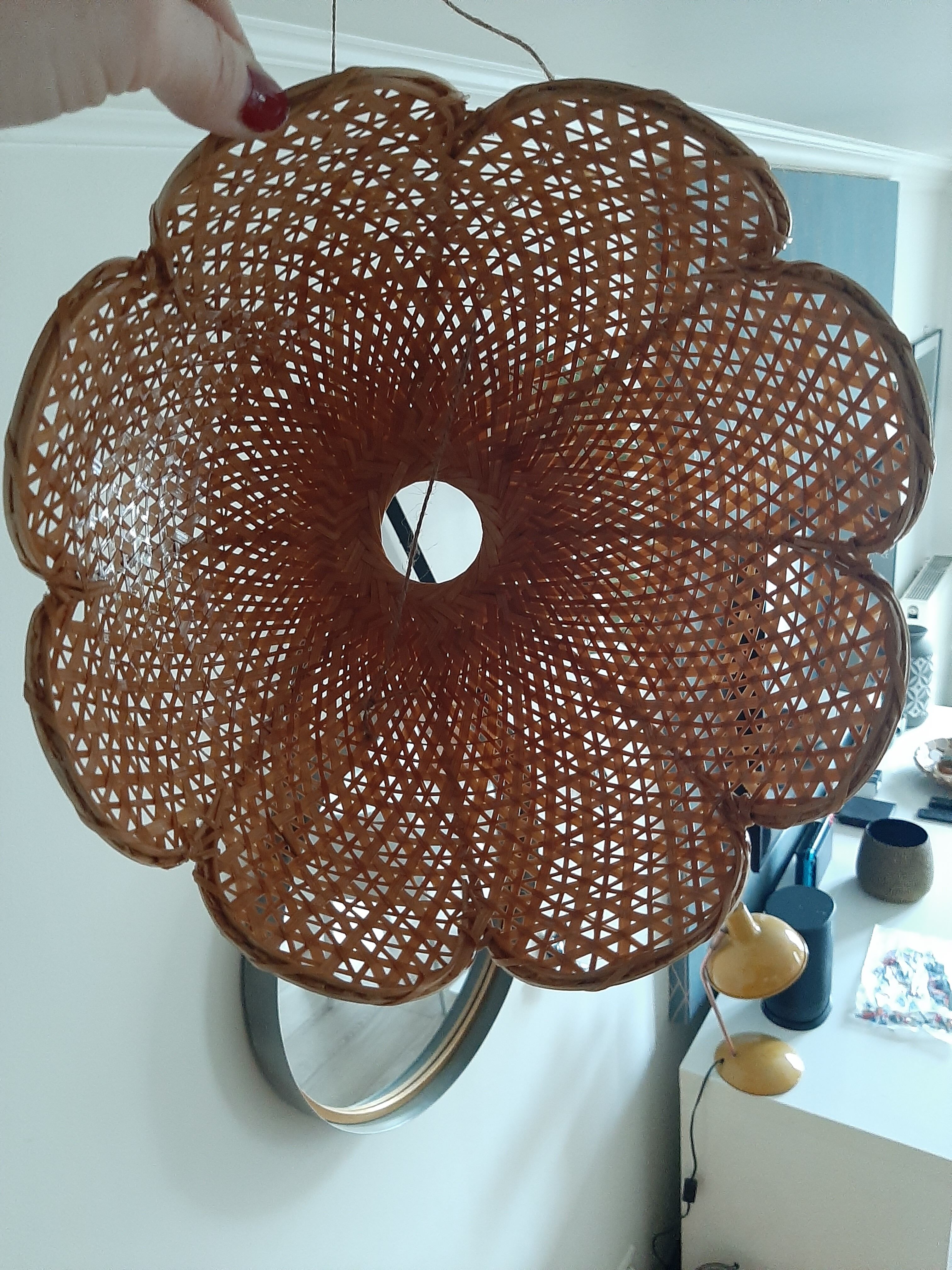 Vintage lampshade wicker braided varnished