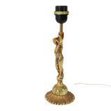 Vintage Table Lamp Female Figure Brass and Onyx Marble