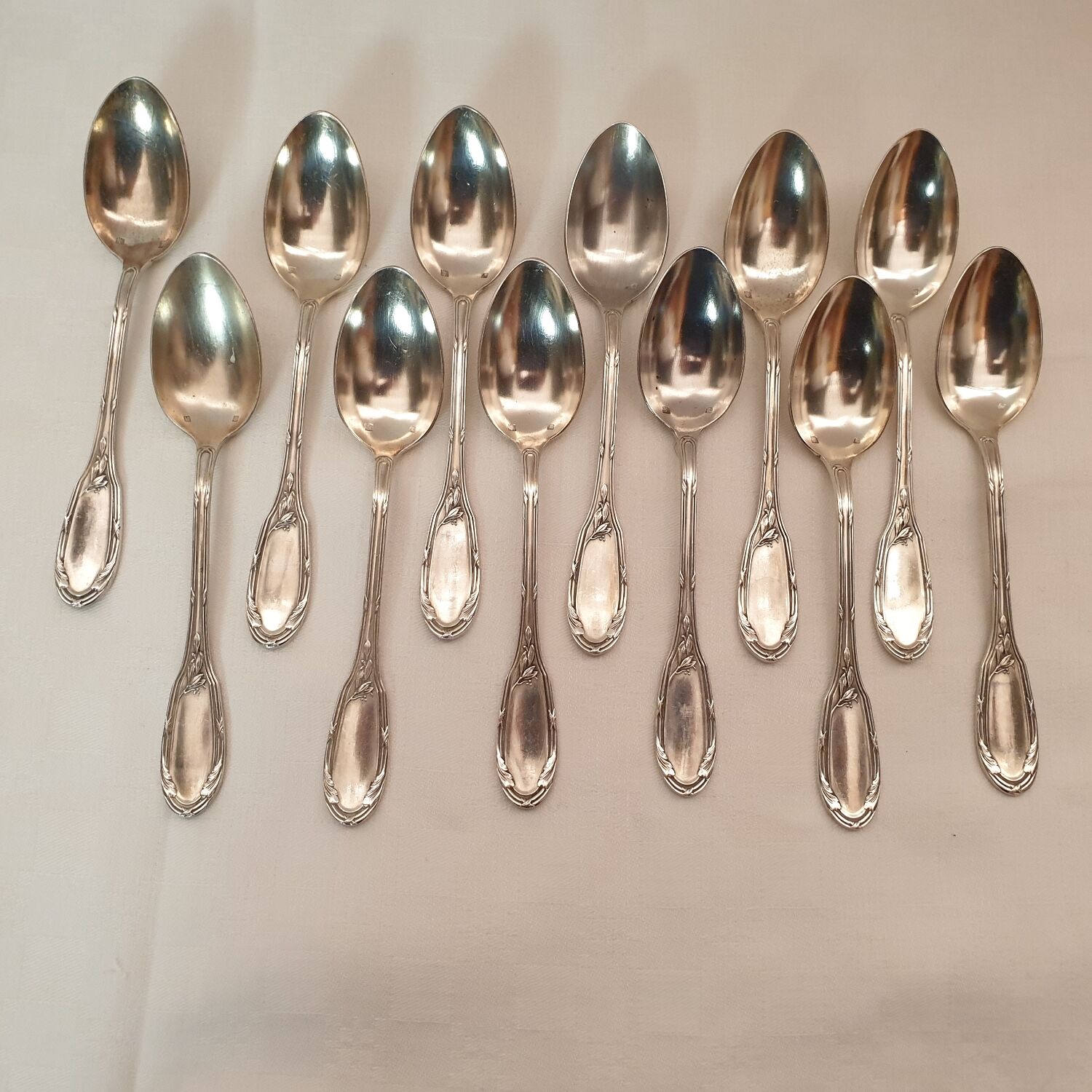12 small silver metal spoons Orbrille