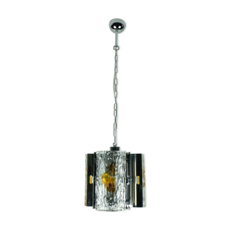 Pendant light in glass and  chromed metal Mazzega 1960s