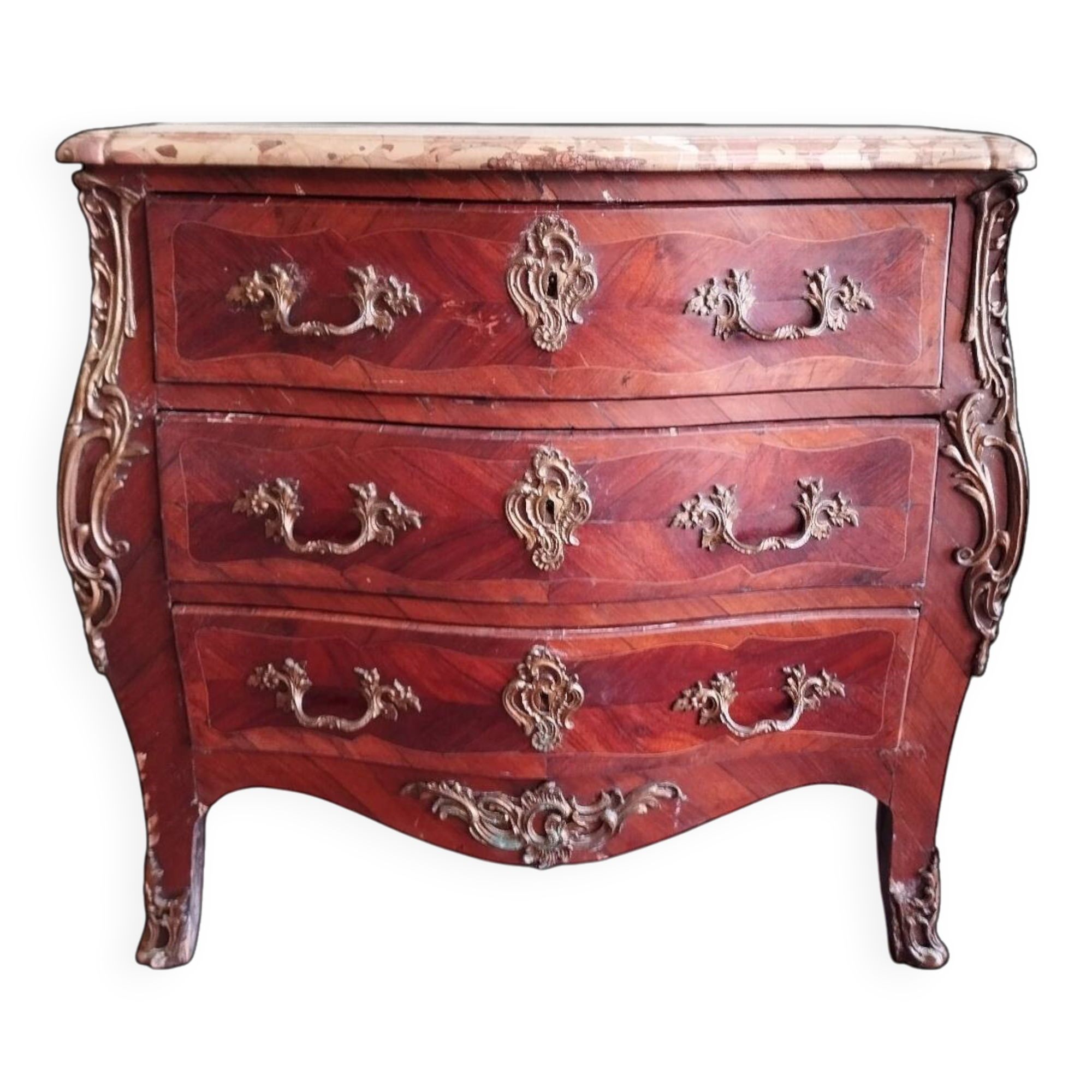 Louis XV style marquetry chest of drawers