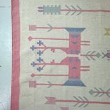 Vintage kilim rug, wool and cotton, folk art style, Poland, 1970s