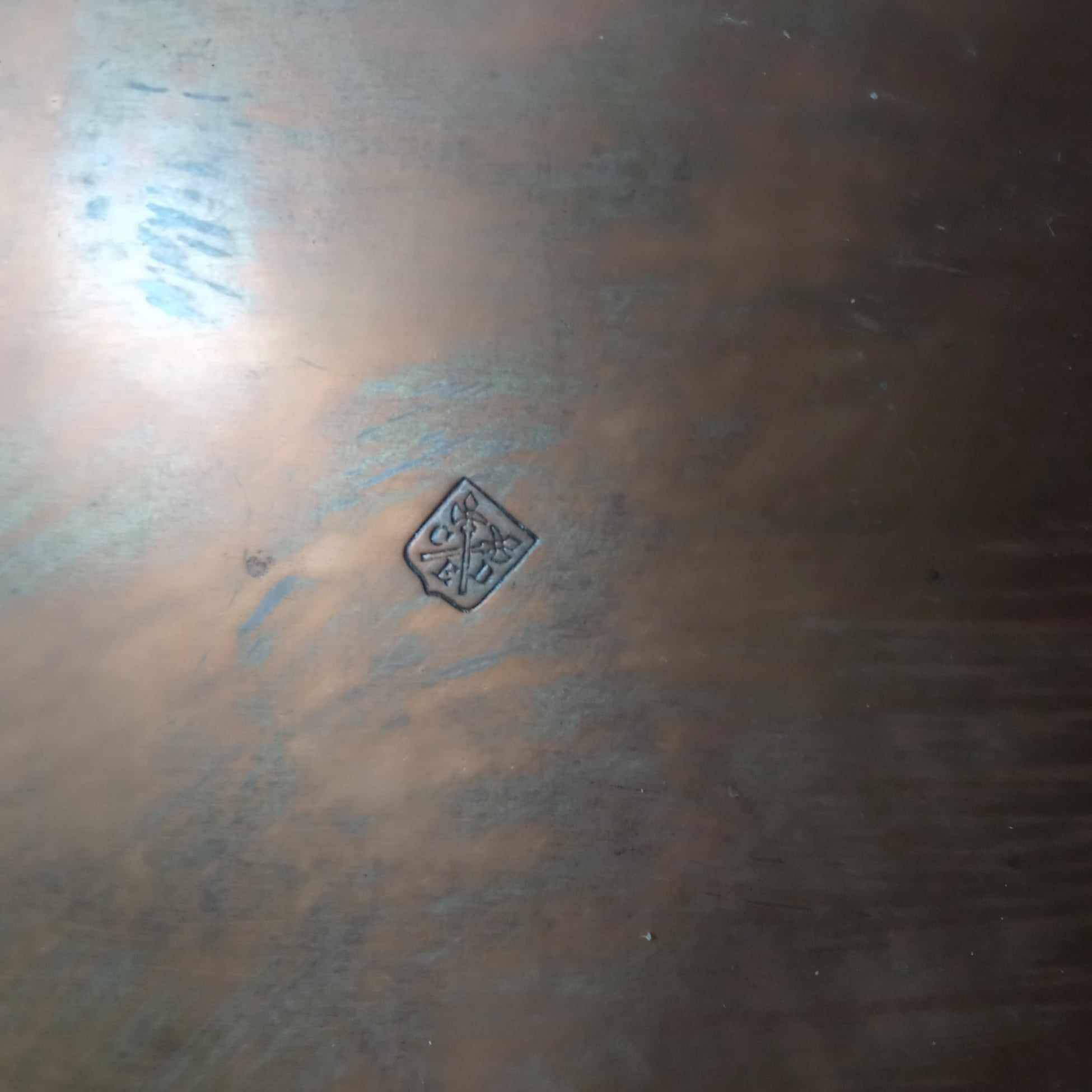 Art Nouveau Smoked Glass Punch Bowl Copper Crafted by Carl Deffner