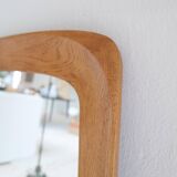 Mid-century modern sculptural wall mirror in stained oak, glass, Glas & Trä 1959