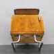 Restored Bauhaus chrome and walnut nightstand, Czechoslovakia 1940s