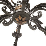 Large chandelier set and 2 appliques, Poillerat, 1950