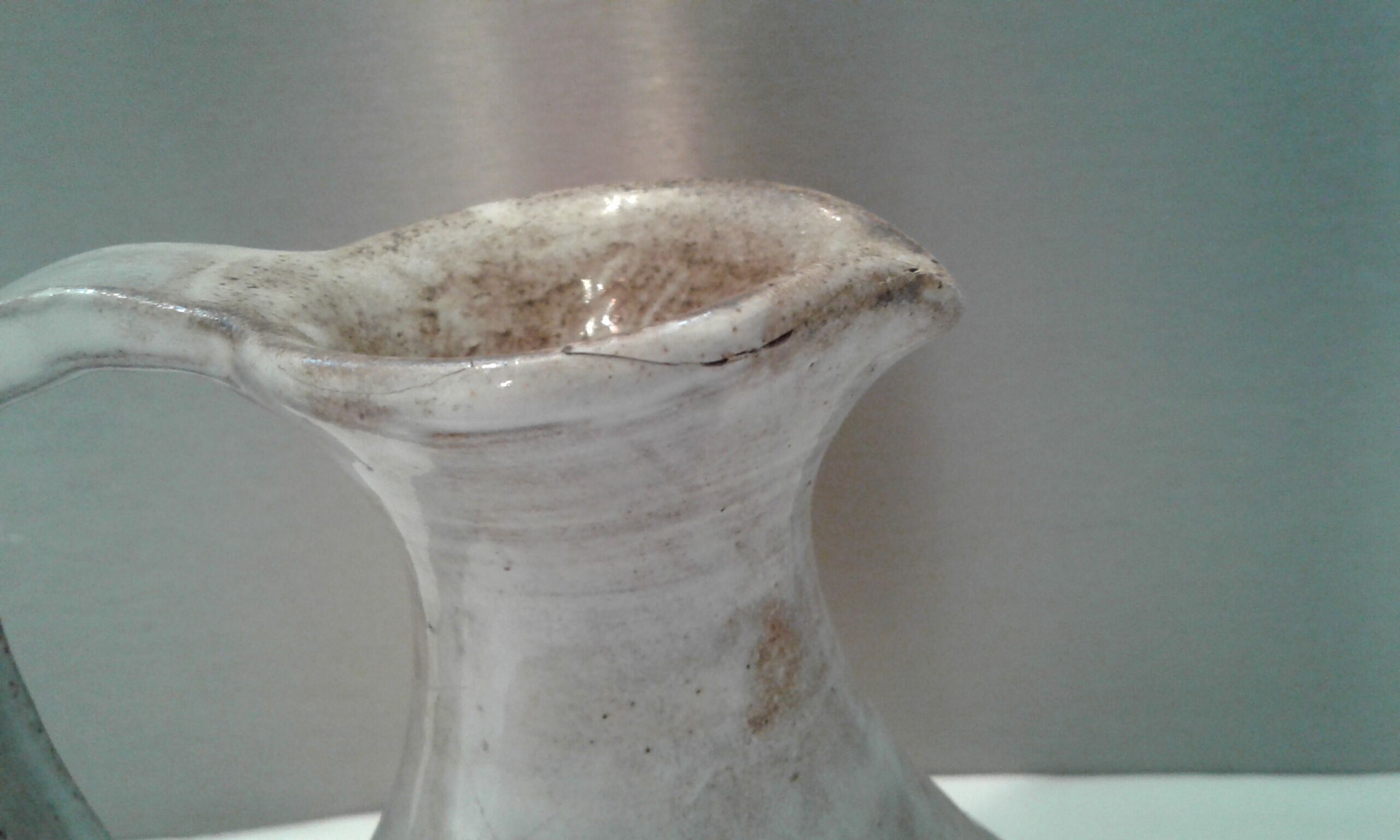 Enamelled ceramic pourer, atelier Dieulefit vintage
