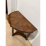Biedermeier Demi-Lune Console Table in Walnut Veneer & Maple, Austria, 1830s