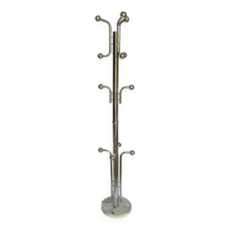 Chromed metal coat rack with vintage marble base, 1970