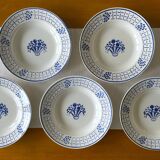 5 antique deep plates in badonviller earthenware