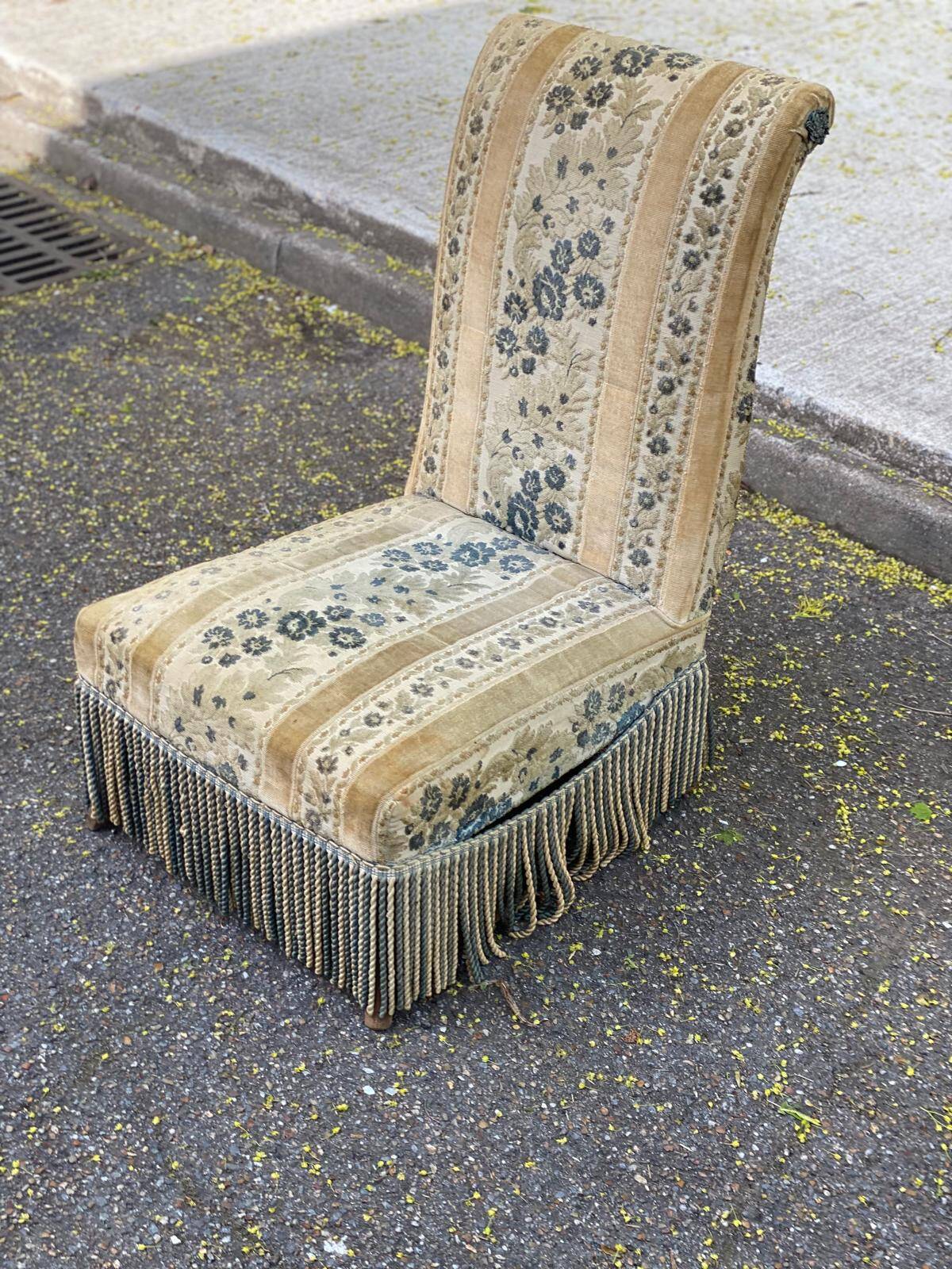 Chauffeuse vintage Napoléon velours beige