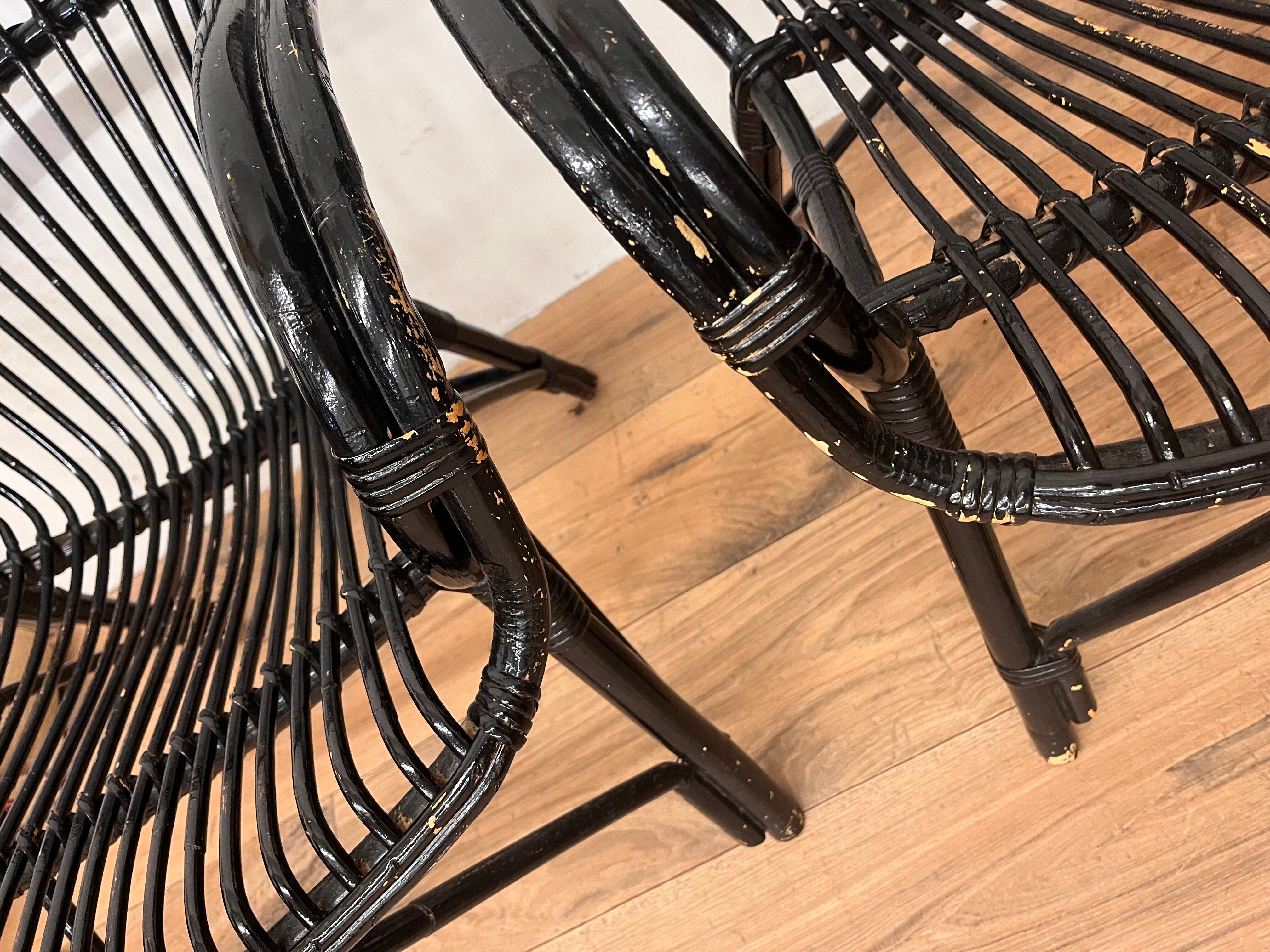 Paire de fauteuils en rotin vintage