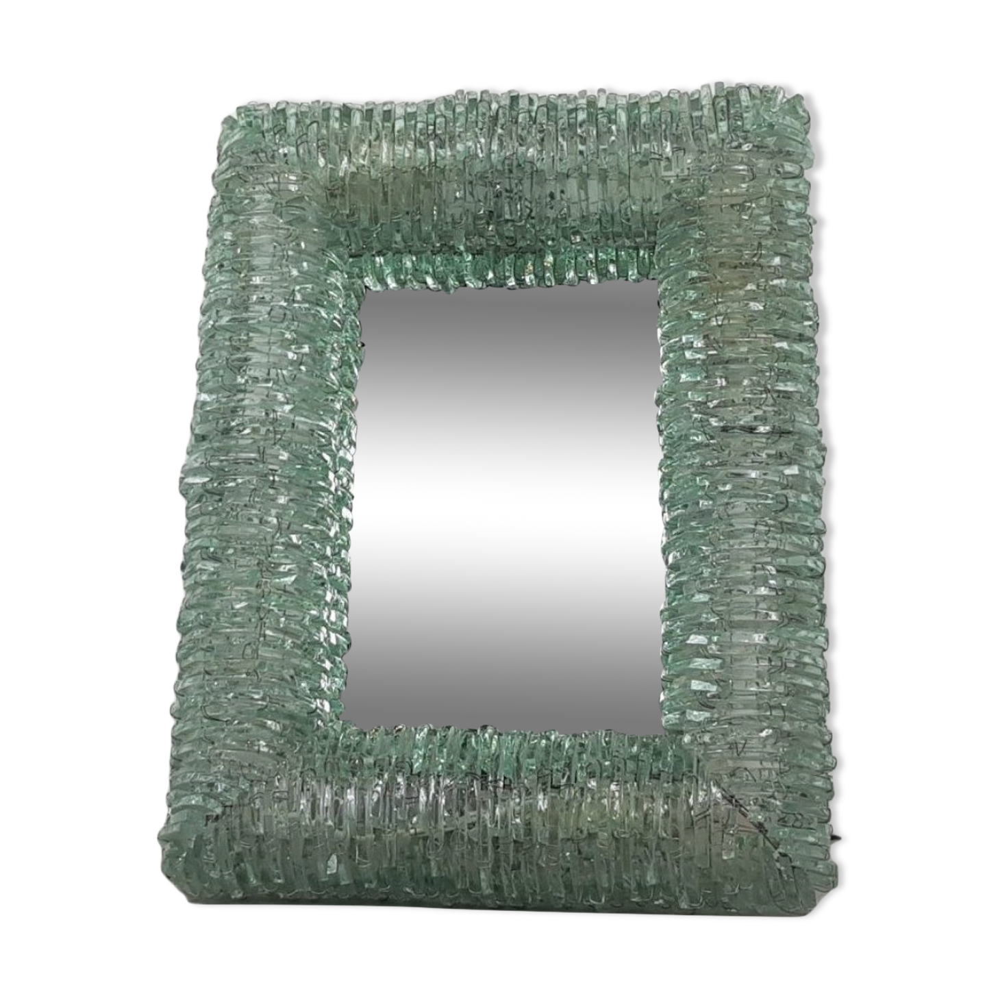 Brutalist mirror in postmodernist glass shard 1980