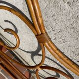 Vintage 2-person rattan headboard bed