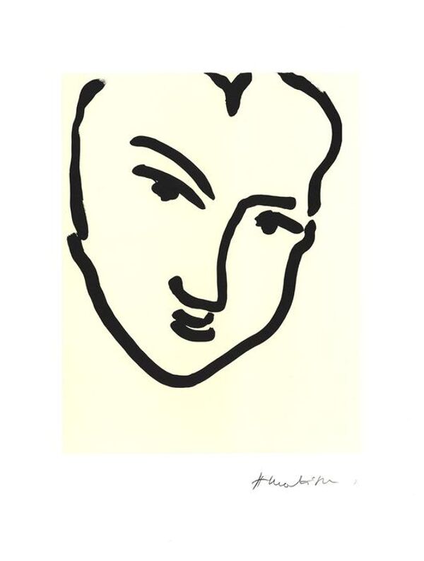 Lithographie sur papier fort Matisse d'après Nadia au menton pointu 1994