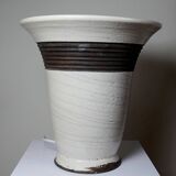Large modern Raku beige and brown Keramos Sèvres lamp - Jean Besnard 1889-