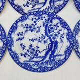 6 Small Dessert Plates in Fine Porcelain with Cherry Blue Decor