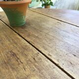 Round table at 2 vintage wood rabats