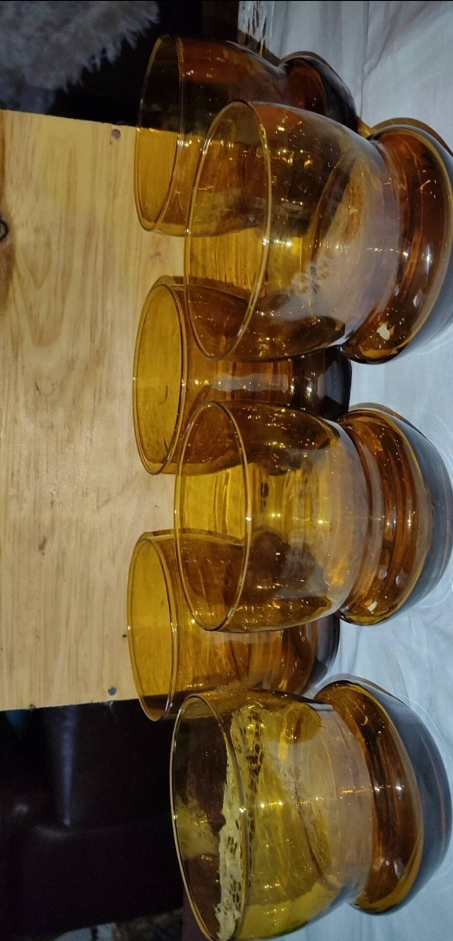 Set of 6 amber glasses from the 70s.