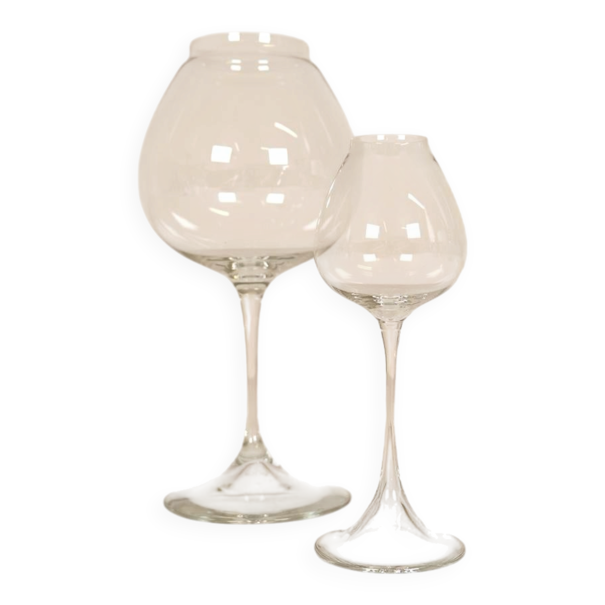 Large collection of Midcentury tulip glasses by Orrefors Nils Landberg, Sweden, 1950s.