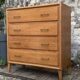 Vintage chest of drawers with compass feet, oak, original patina, 1950s