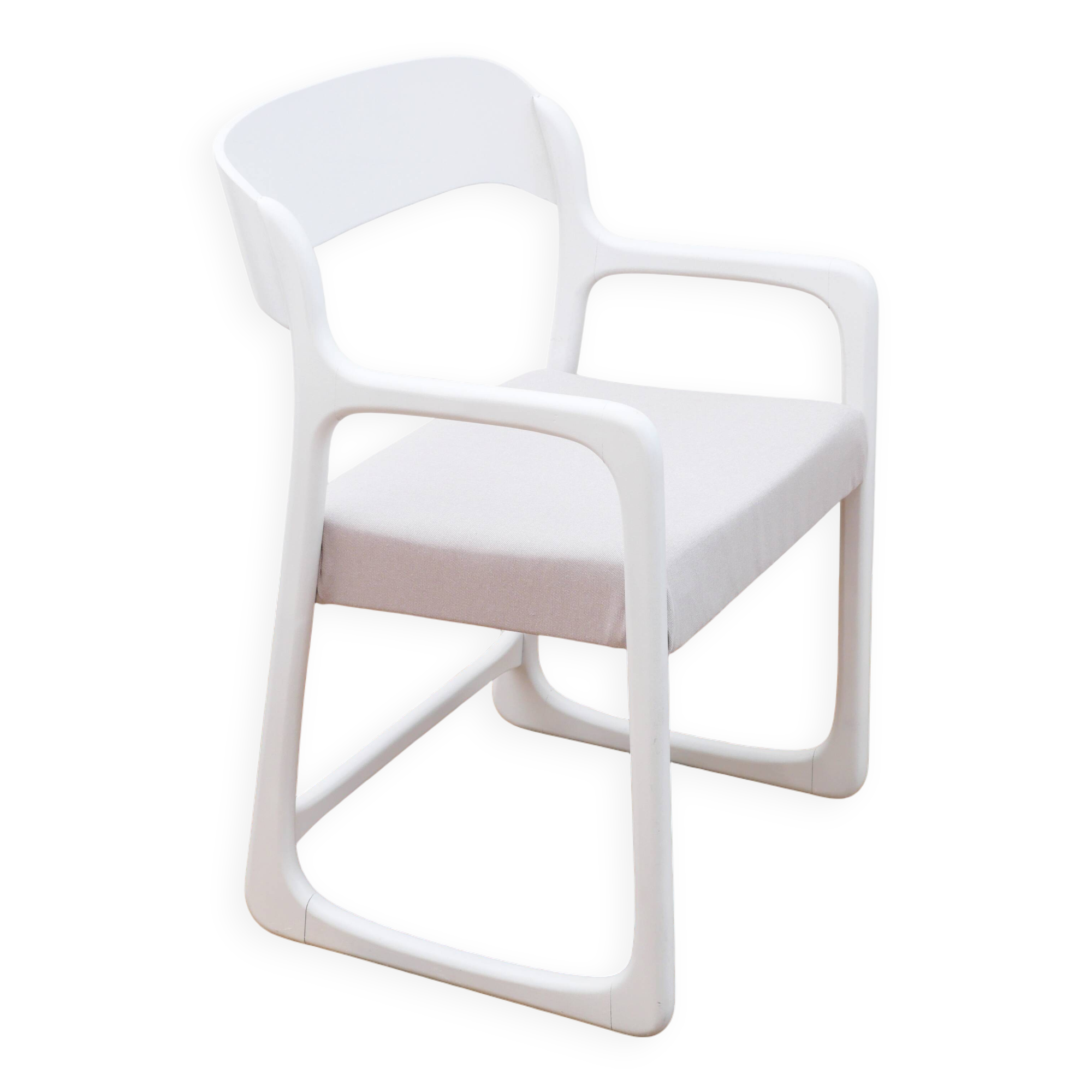 Baumann Sleigh Armchair - Restored - Fabric, foam & straps: new