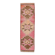 3x11 Pink and Brown Rare Colors Runner Rug, Wool Kilim Rug, 94x320Cm