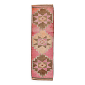 Tapis Kilim en laine, couleurs rares, rose et marron, 3 x 11 cm, 94 x 320 cm