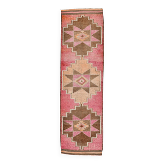 Tapis Kilim en laine, couleurs rares, rose et marron, 3 x 11 cm, 94 x 320 cm