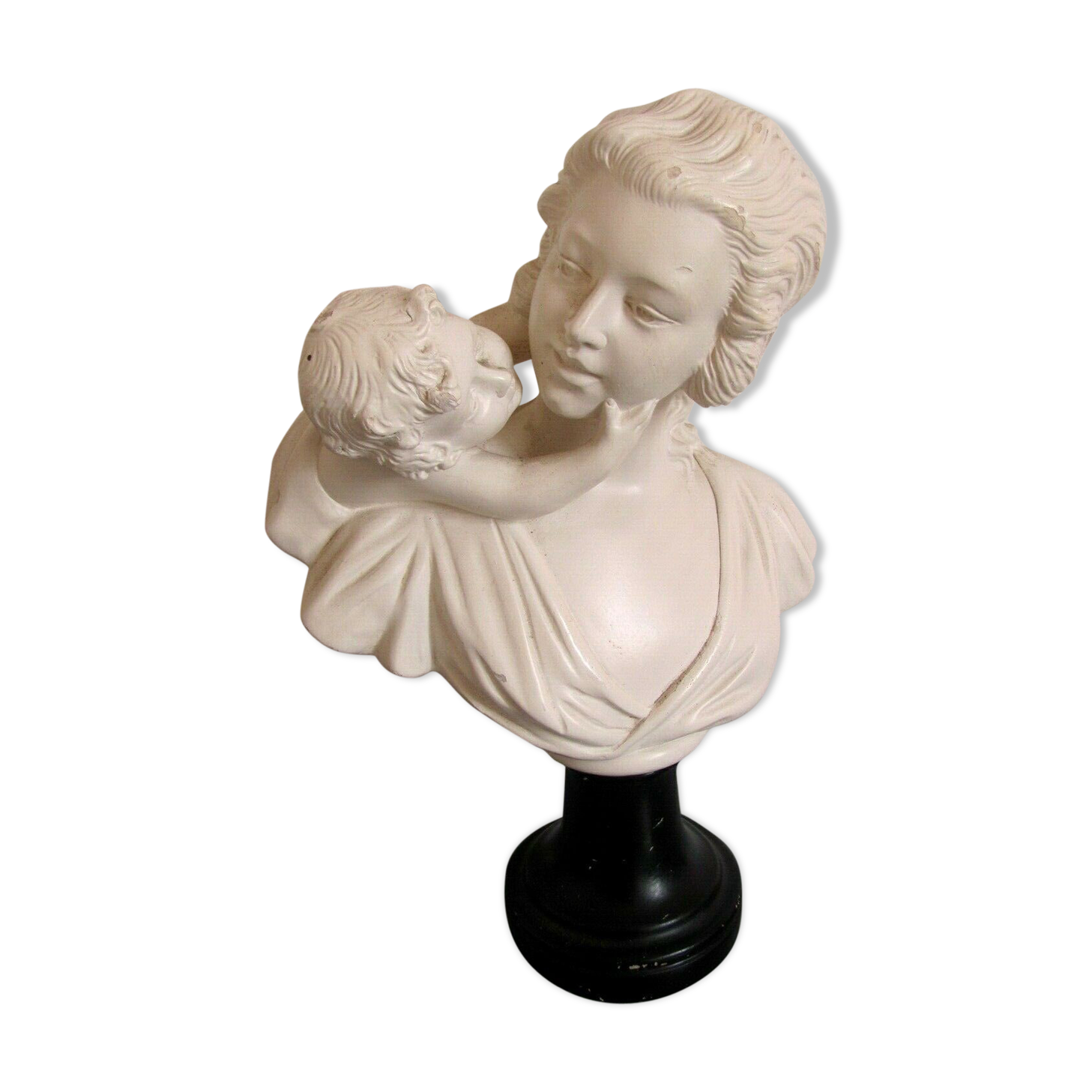 Sculpture in plaster, young mother and child