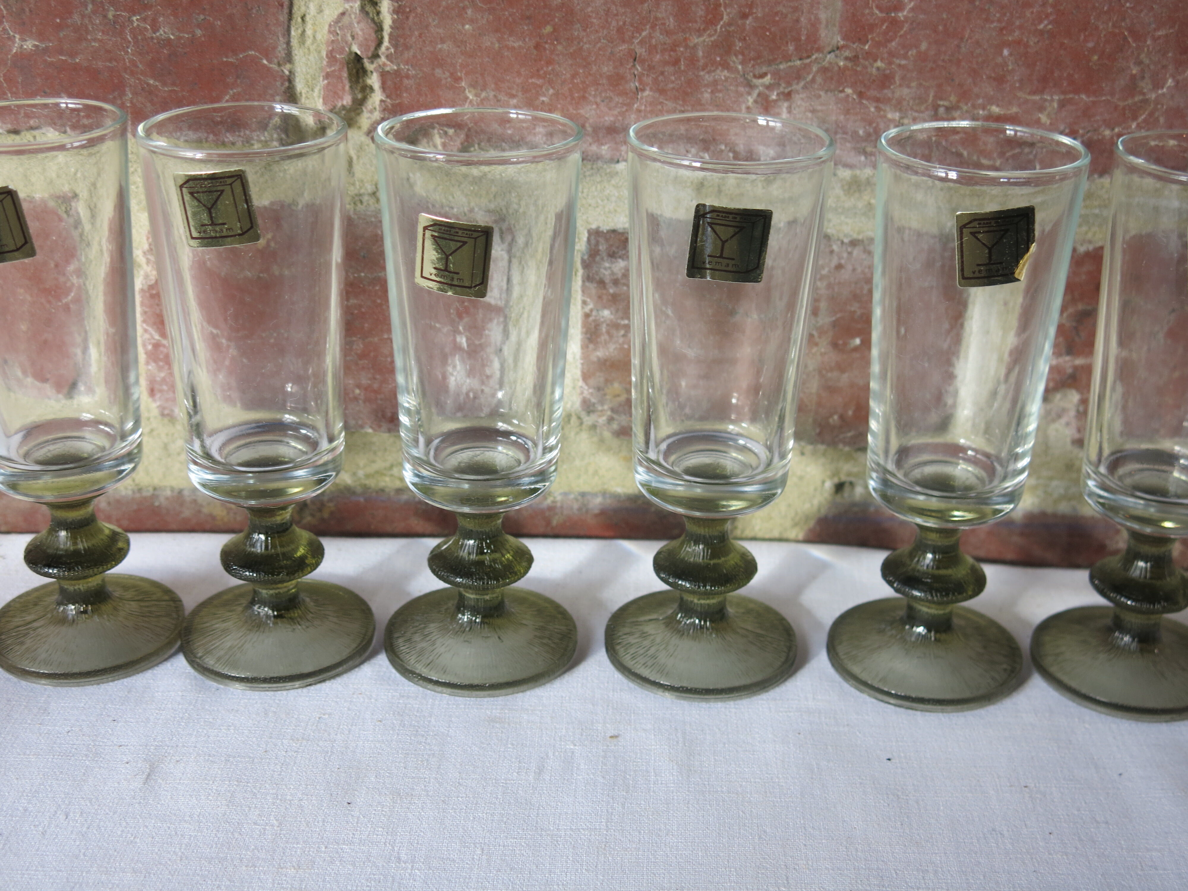 6 flûtes Vemam made in Italy pied vert