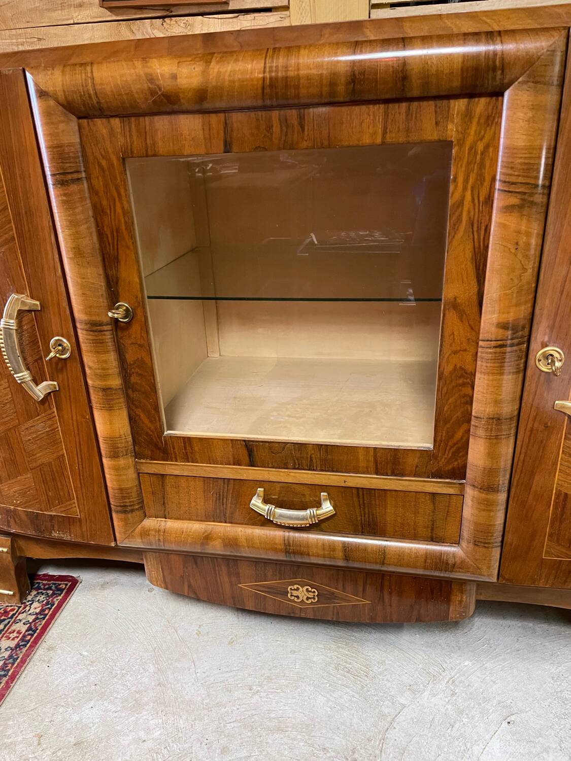 Art Deco sideboard buffet, walnut veneer, 30/40 mm thick