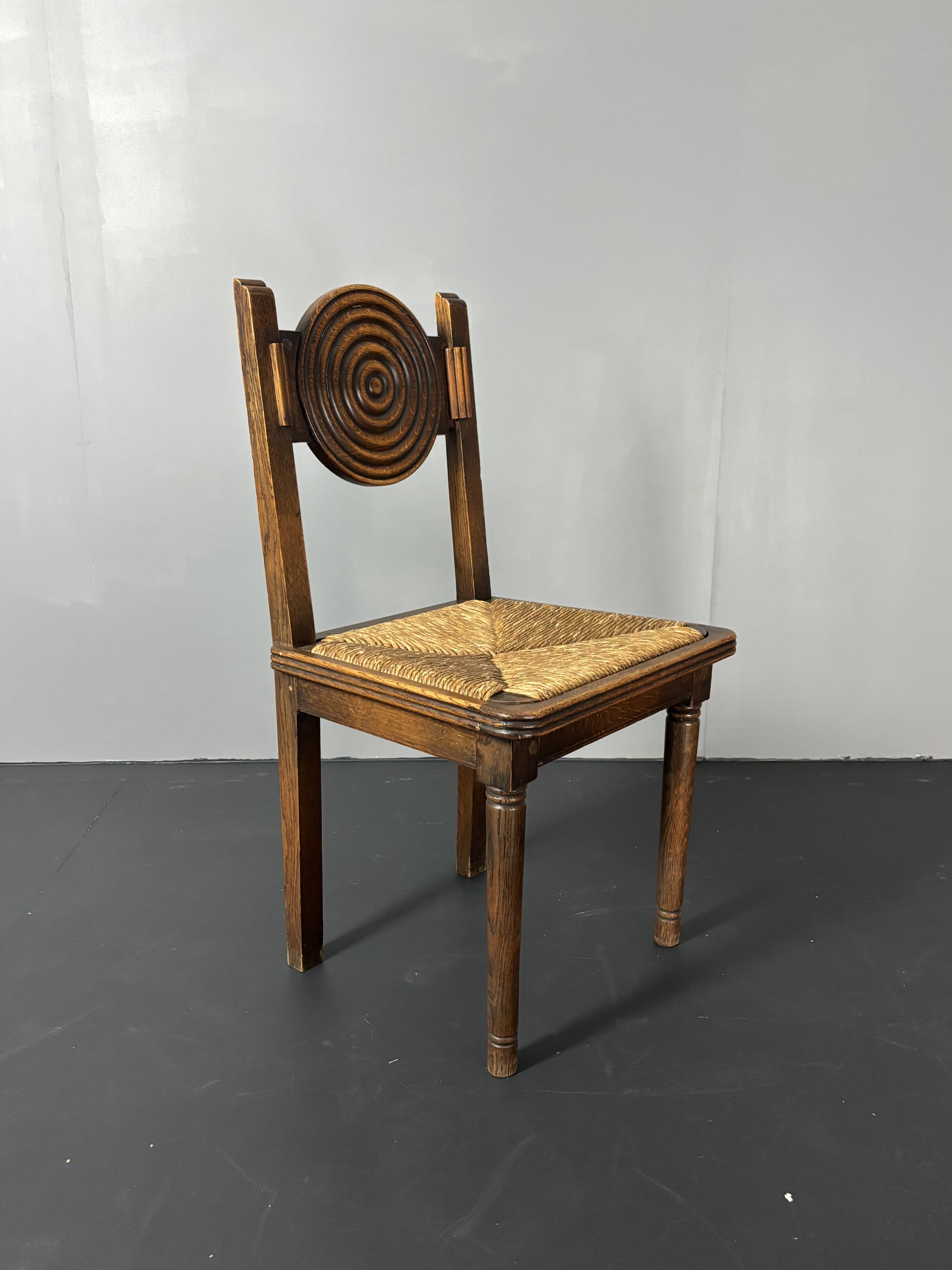 6 Farmhouse wood turned rush dining chairs