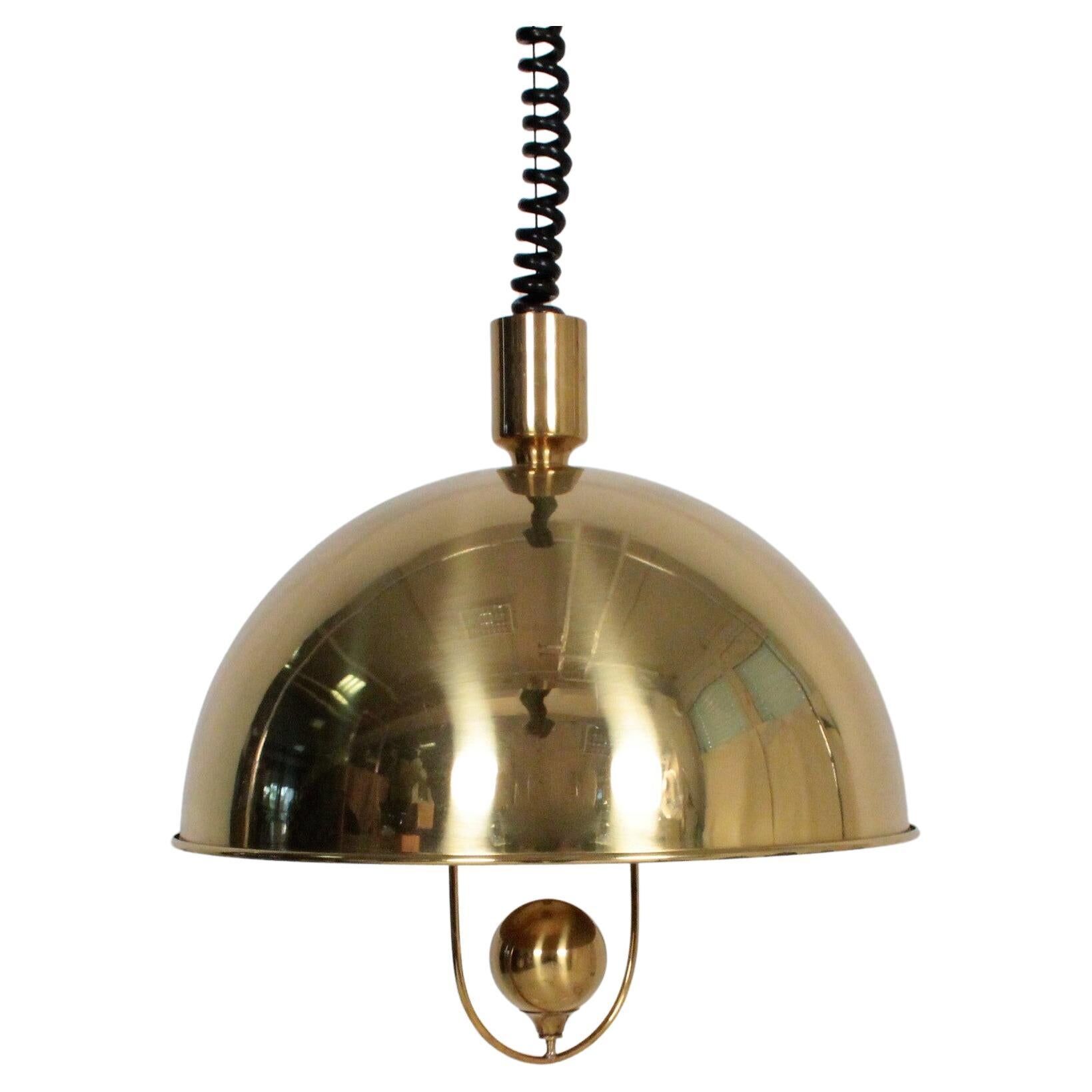 Florian Schulz Brass Pendant with Lights, Germany, 1970