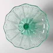 Pressed Glass Pedestal Bowl / Vintage Georgia Green Fruit Bowl / Ukraine /
