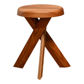 Solid elmwood stool S31A Pierre Chapo by Chapo Creation, France