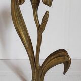 Old iris flower candle holder in solid brass