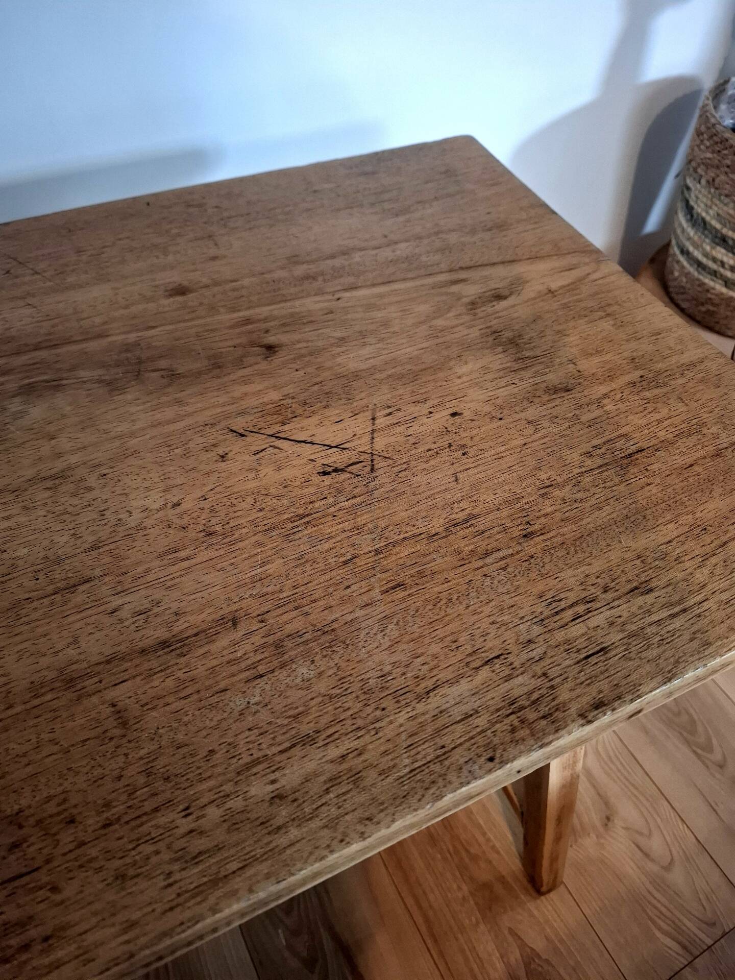 Old console in natural wood