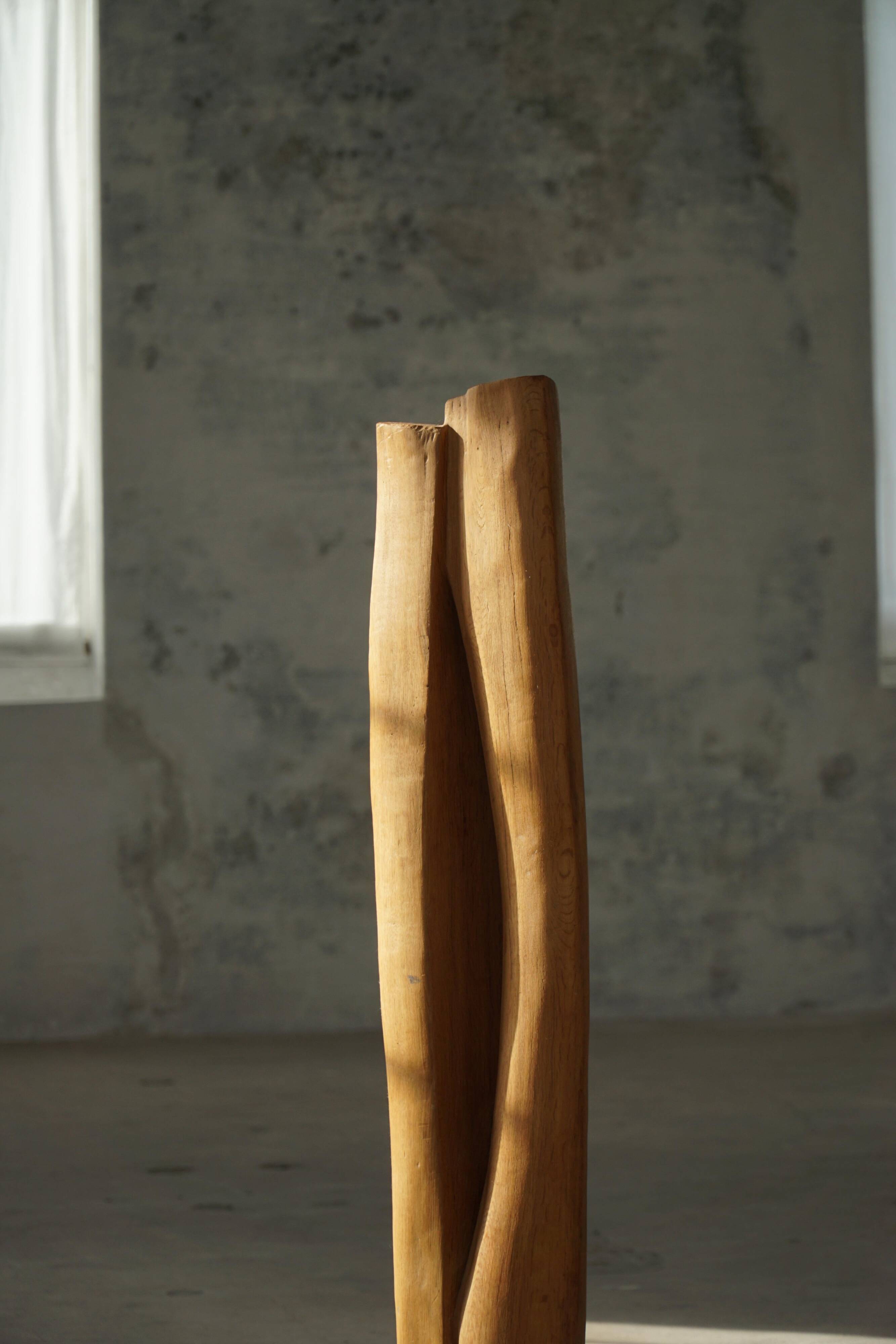 Large Wooden Sculpture "Joy" by Ole Wettergren, Modern Danish, 1980s