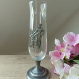 Glass and metal soliflore vase