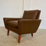 Vintage retro Danish mid-century G. Thams club chair in brown leather 60s
