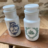 Opaline apothecary pots