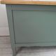 Vintage toy chest green of gray waxed finish, waxed top medium oak.